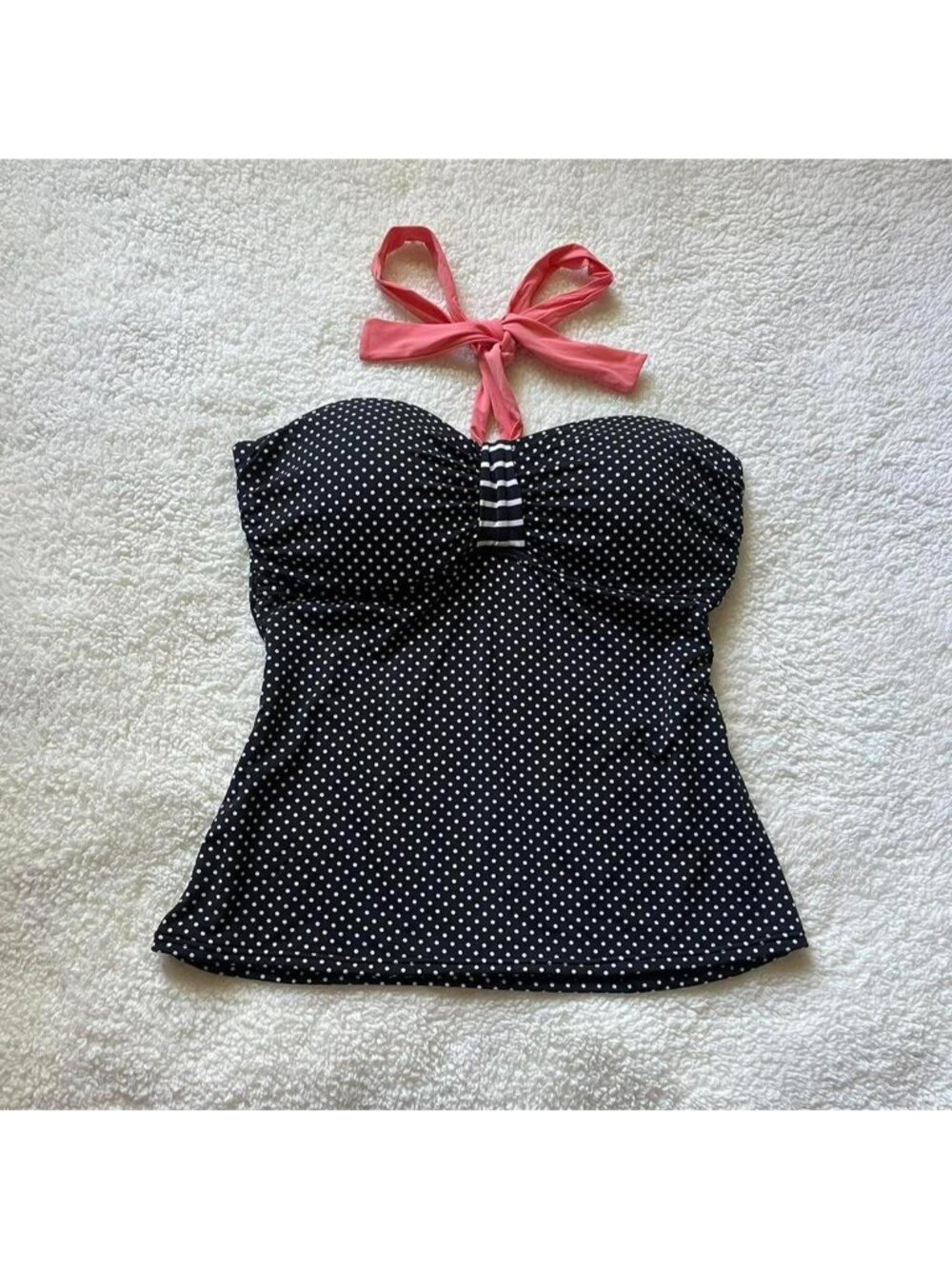 Bikini Village black & white polka dot halter tankini top